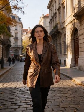 Bod and Christensen Brown Leather Blazer Jacket